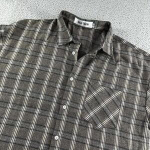 Real Takai Shirt Mens‎ XL Brown Plaid Earth Tones Button Up Long Sleeve NWOT